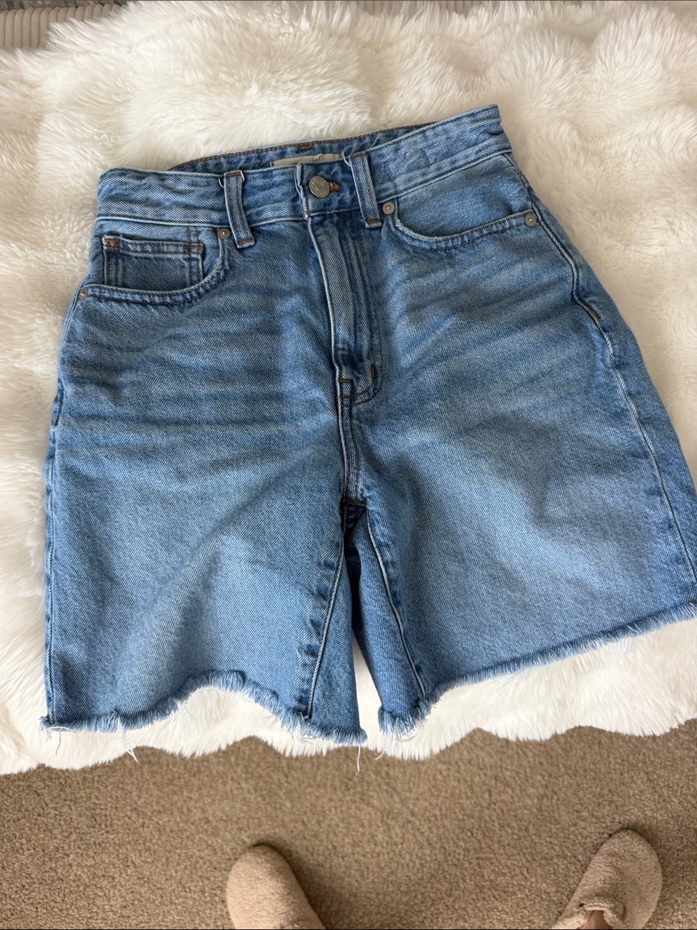 Madewell Light Blue High-Rise Denim Shorts